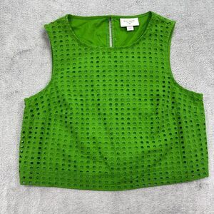 Kate Spade Top Womens Medium Green New York Eyelet Shell Tank Keyhole Back